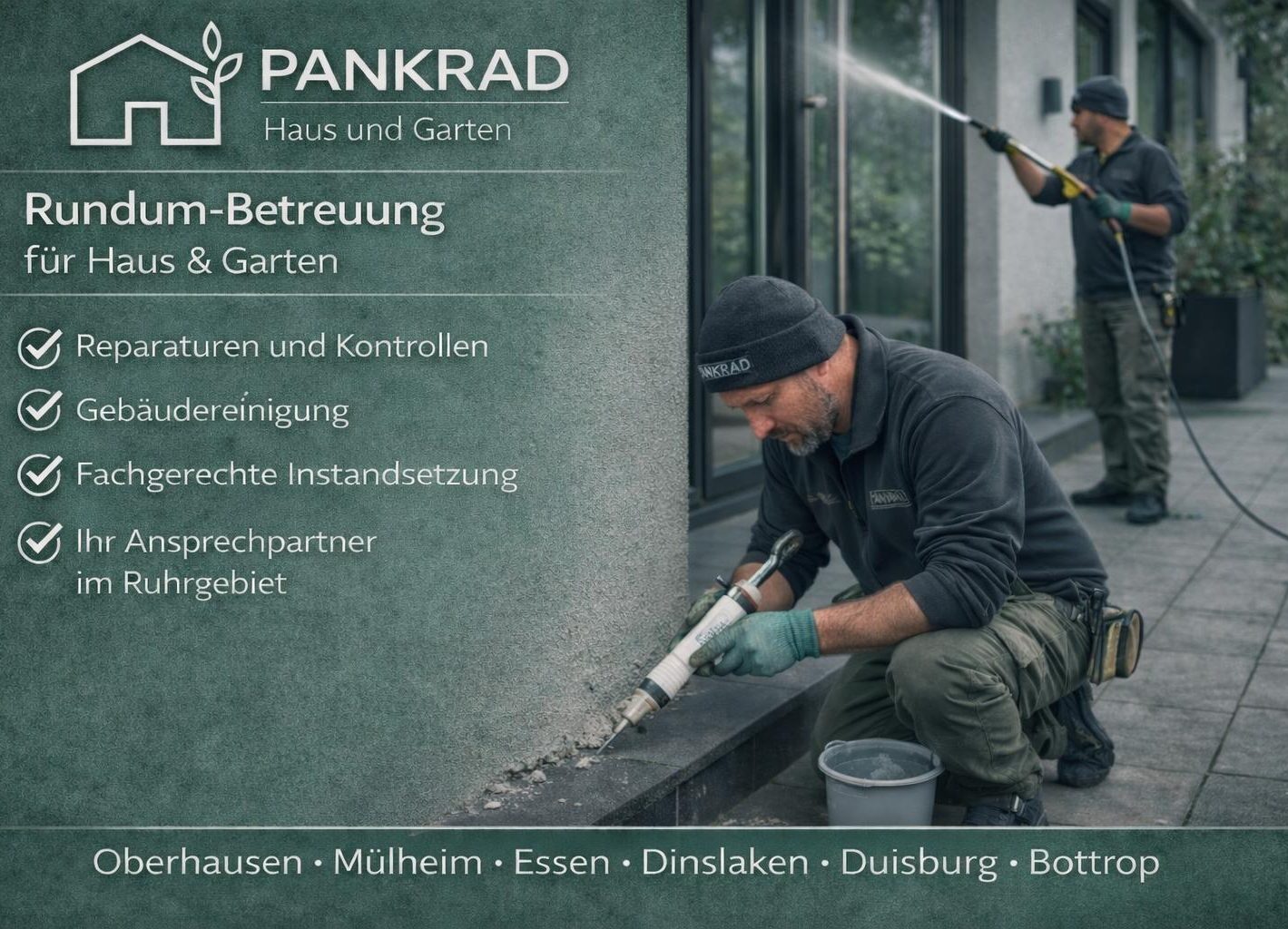 Logo von PANKRAD mit Bauarbeiter, der Renovierungsarbeiten anpreist.